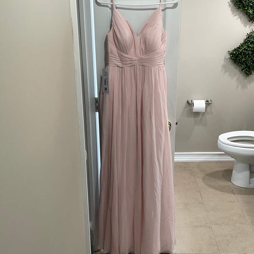 Azazie ‘Serena’ Bridesmaid dress in blushing pink